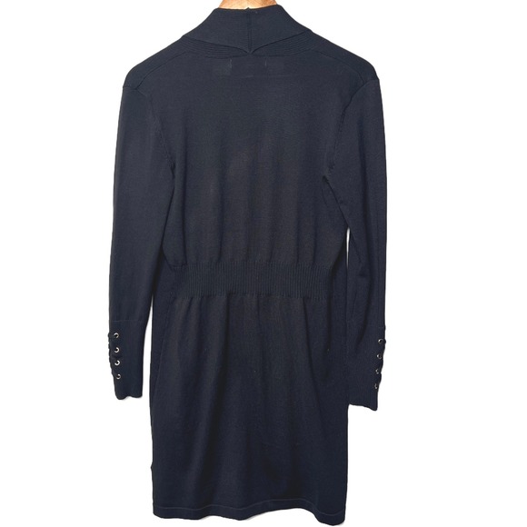 Magaschoni Womens Black Open Front Cardigan Shawl Collar Lace Up Cuff Size S/P - Picture 5 of 8